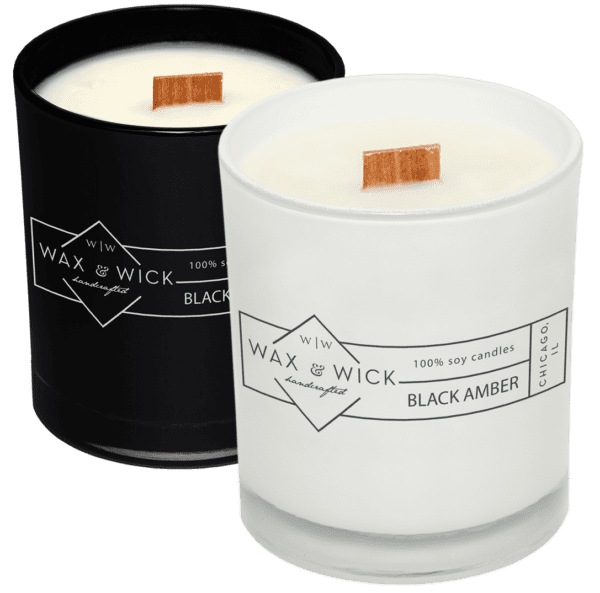 Wax and wick black amber candles