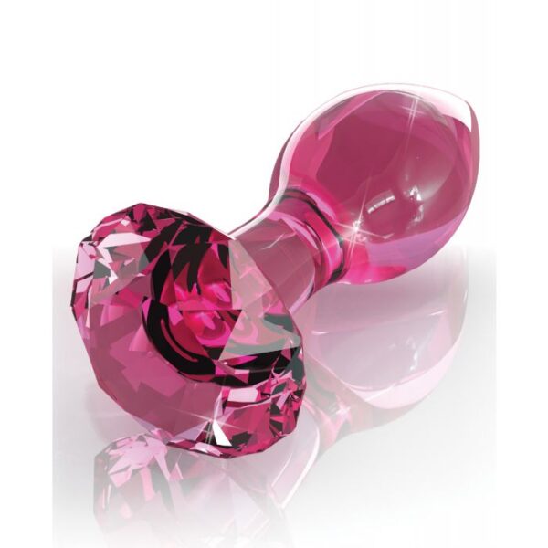 Icicles No. 79 Hand Blown Glass Diamond Butt Plug - Pink - Image 3