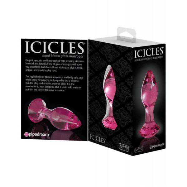 Icicles No. 79 Hand Blown Glass Diamond Butt Plug - Pink - Image 2