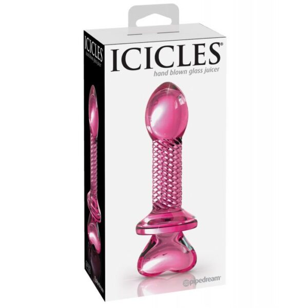 Icicles No. 82 Hand Blown Glass Butt Plug - Ribbed/Pink