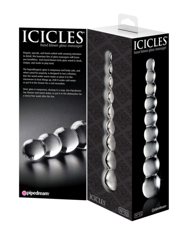 Icicles No. 2 Hand Blown Glass Massager - Clear Rippled - Image 2