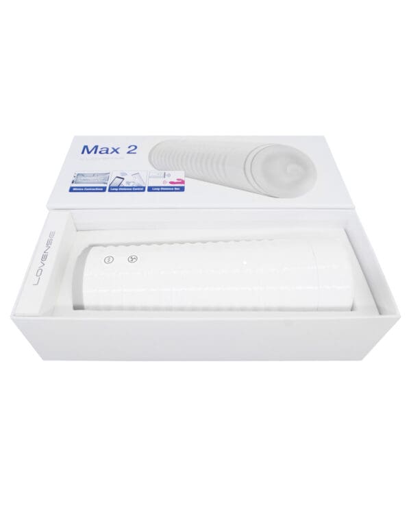 Lovense Max 2 Rechargeable Male Masturbator w/ White Case - Clear Sleeve - Image 3