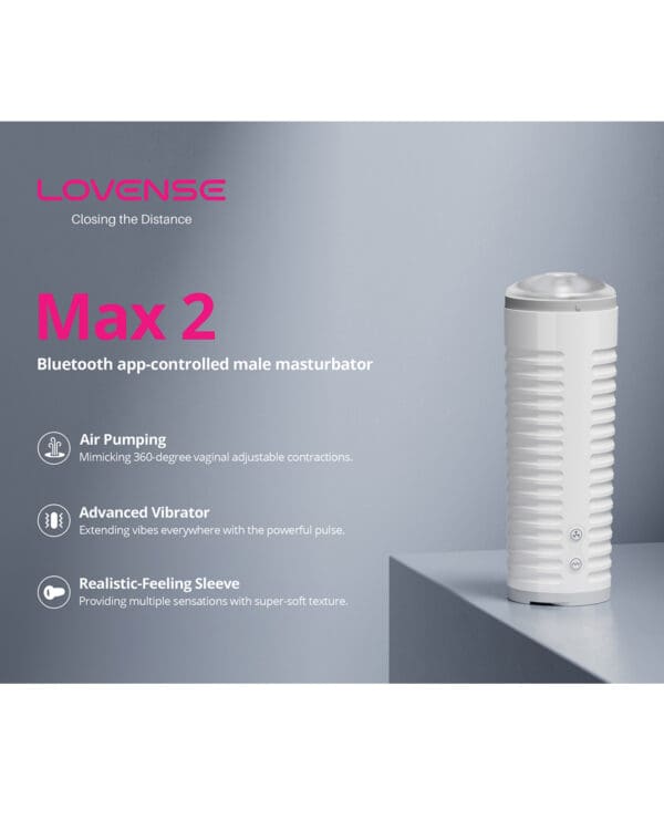 Lovense Max 2 Rechargeable Male Masturbator w/ White Case - Clear Sleeve - Image 5