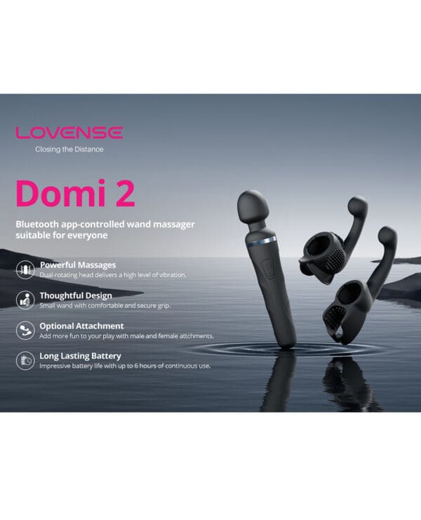 Lovense Domi 2 Flexible Rechargeable Mini Wand - Black - Image 4