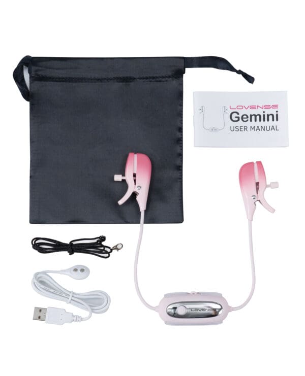Lovense Gemini Vibrating Nipple Clamps - Pink - Image 5