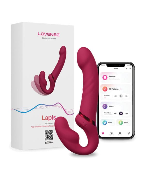 Lovense Lapis Vibrating Strapless Strap On - Pink - Image 5