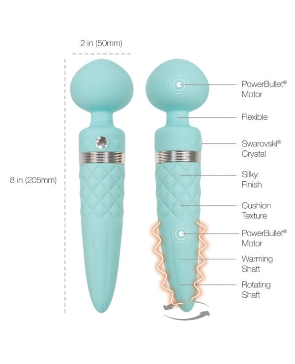Pillow Talk Sultry Rotating Wand - Teal - Image 5