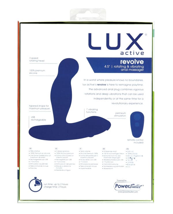 Lux Active Revolve 4.5" Rotating & Vibrating Anal Massager - Dark Blue - Image 2