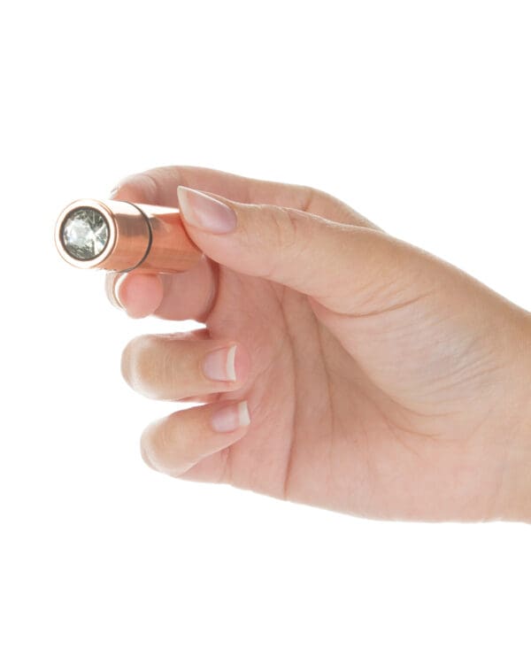 First Class Mini Rechargeable Bullet w/Crystal - 9 Functions Rose Gold - Image 4