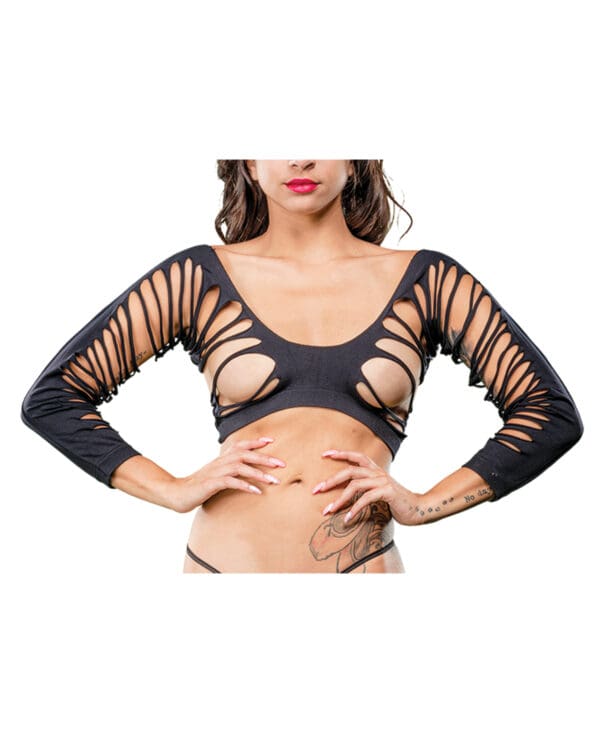 Beverly Hills Naughty Girl Crotchless Side Straps Leggings Black O/S - Image 2