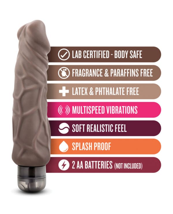Blush X5 Plus Hard On Vibrating 9" Dildo - Brown - Image 5