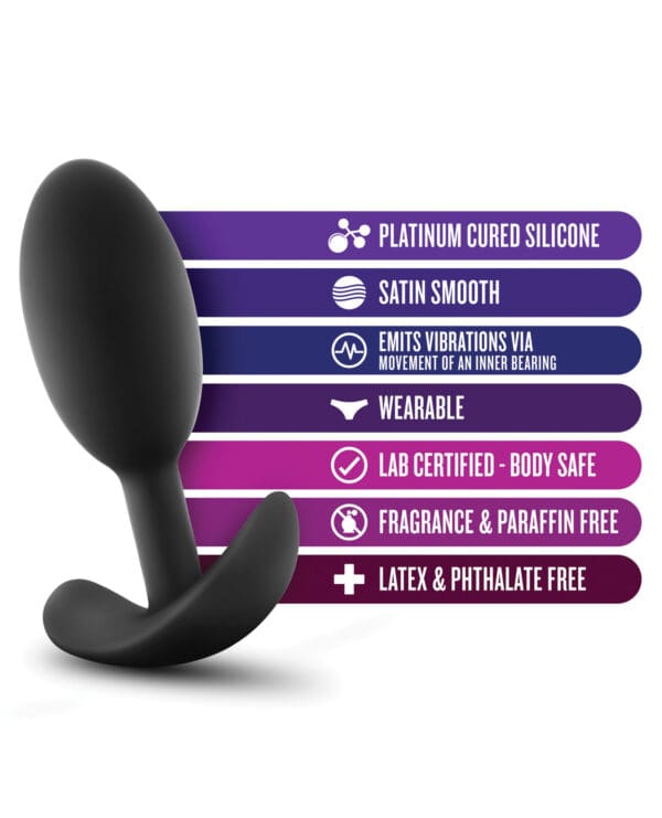 Blush Luxe Wearable Vibra Slim Plug Medium - Black - Image 5