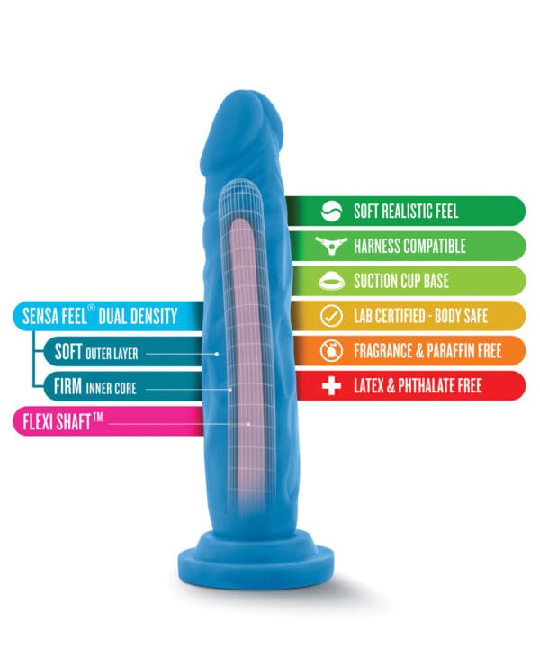Blush Neo Dual Density 7.5" Cock - Neon Blue - Image 5