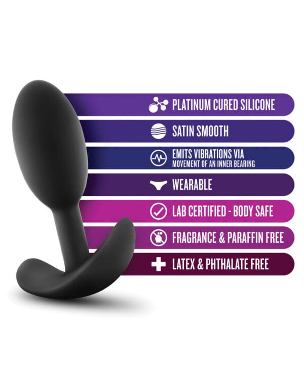 Blush Luxe Wearable Vibra Slim Plug Small - Black - Image 5