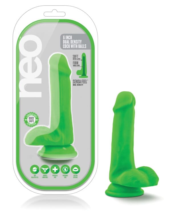 Blush Neo Dual Density 6" Cock - Neon Green