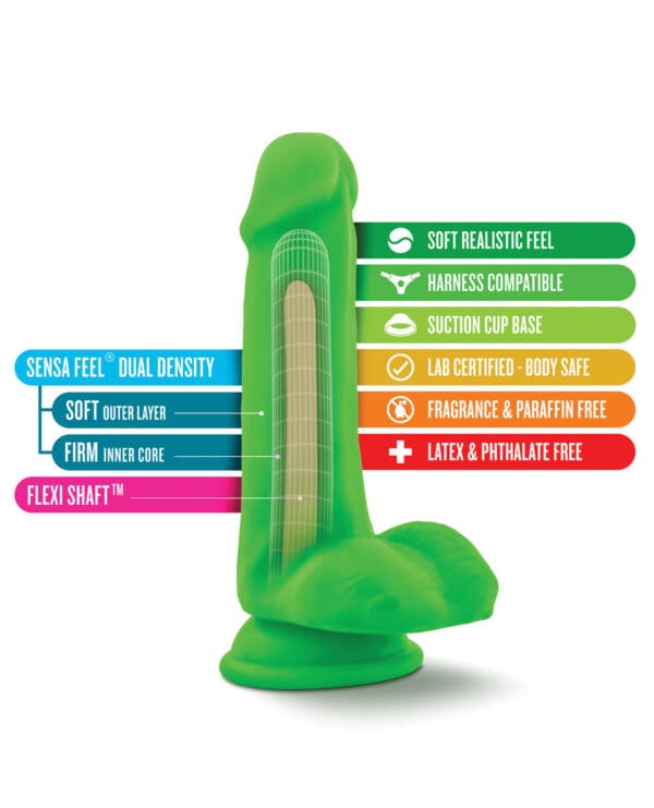 Blush Neo Dual Density 6" Cock - Neon Green - Image 5