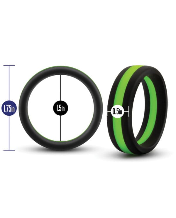 Blush Performance Silicone Go Pro Cock Ring - Black/Green - Image 3