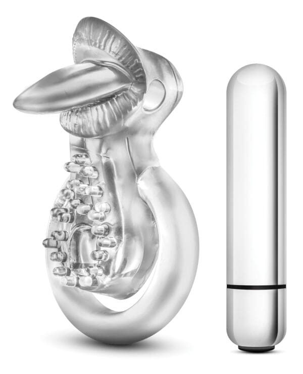 Blush Stay Hard Vibrating Tongue Ring - 10 Function Clear - Image 2