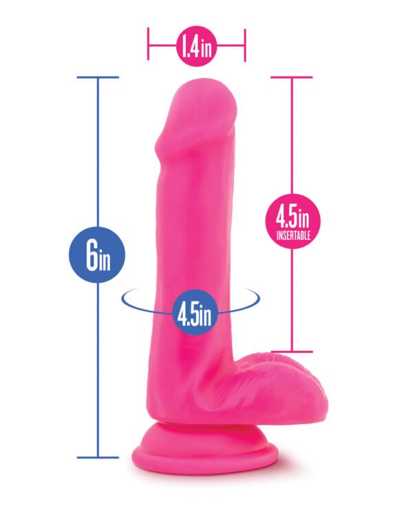 Blush Neo 6" Dual Density Cock w/Balls - Neon Pink - Image 4