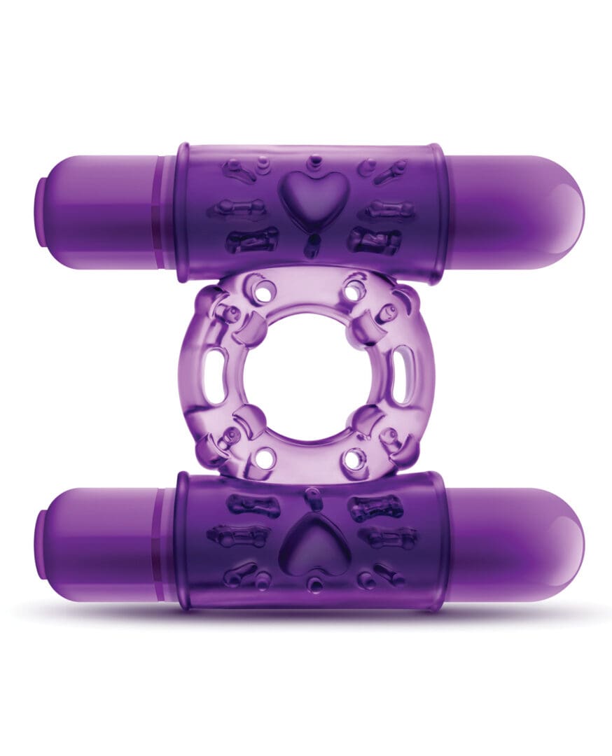 Blush Play With Me Double Play Dual Vibrating Cockring - Purple - Image 2