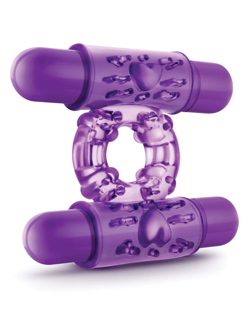 Blush Play With Me Double Play Dual Vibrating Cockring - Purple - Image 3