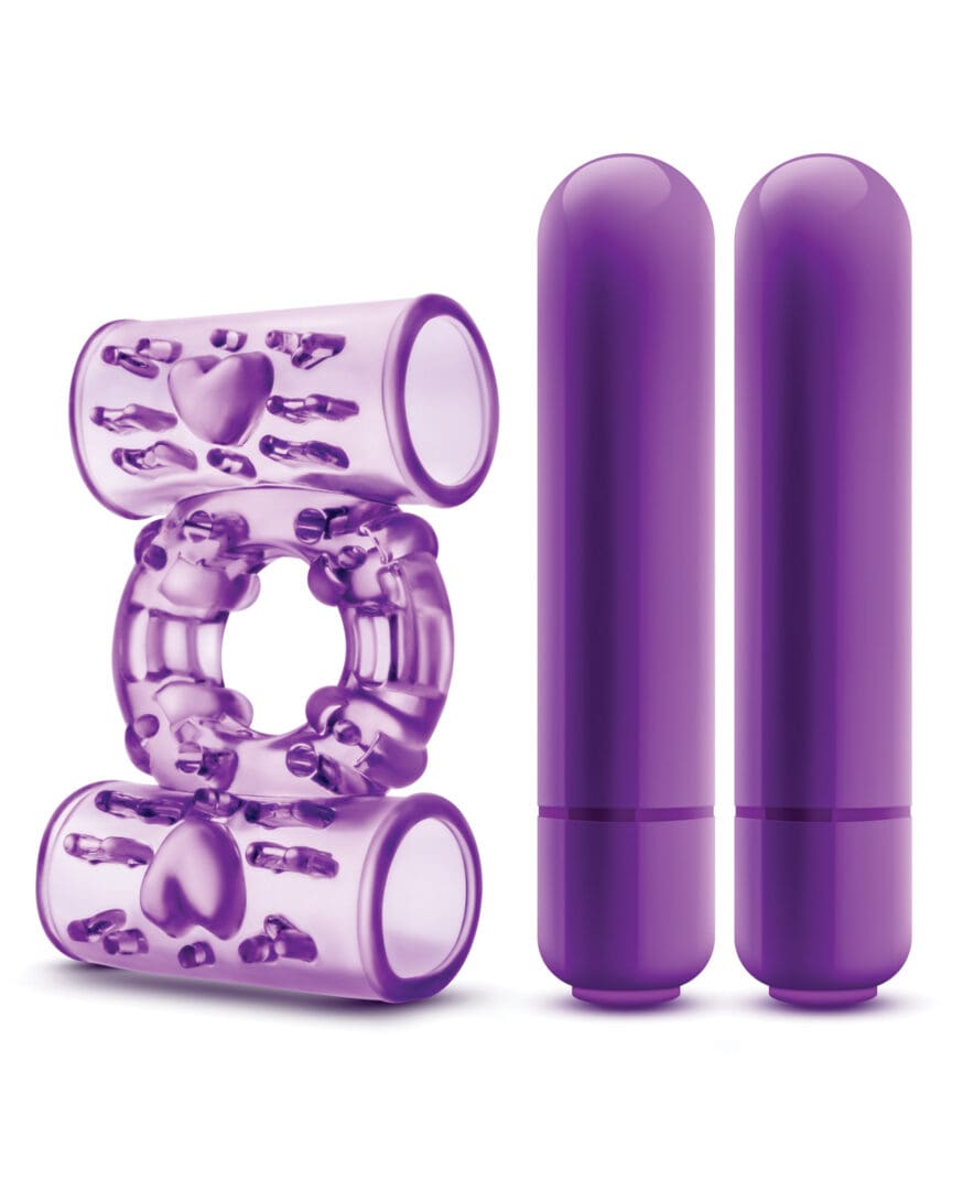 Blush Play With Me Double Play Dual Vibrating Cockring - Purple - Image 4