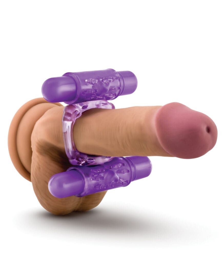 Blush Play With Me Double Play Dual Vibrating Cockring - Purple - Image 5