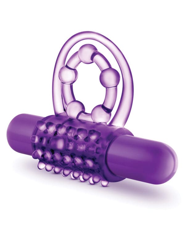 Blush Play With Me the Player Vibrating Double Strap Cockring - Purple - Image 3