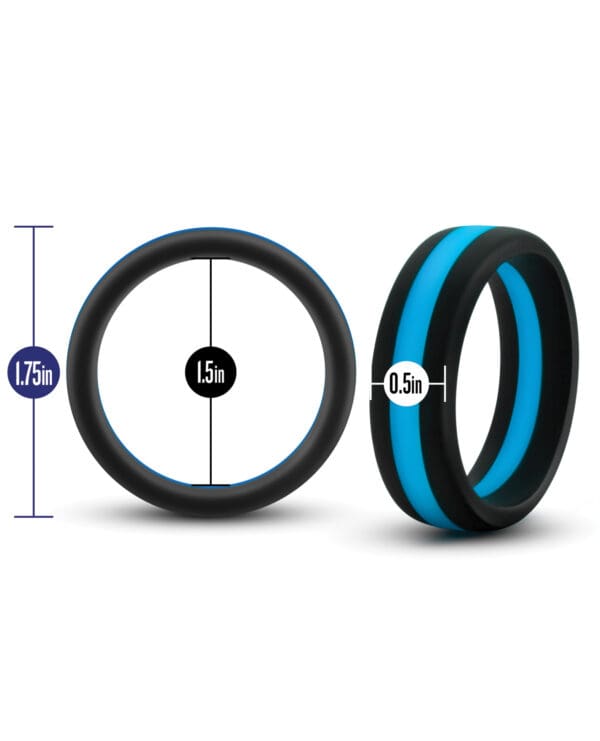 Blush Performance Silicone Go Pro Cock Ring - Black/Blue - Image 4