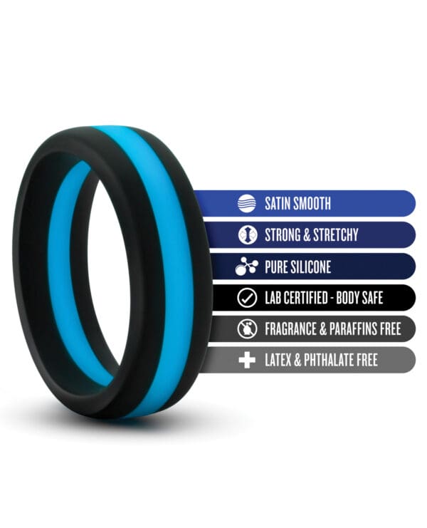 Blush Performance Silicone Go Pro Cock Ring - Black/Blue - Image 5