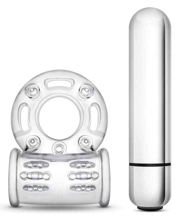Blush Stay Hard 10 Function Vibrating Bull Ring Cock Ring - Clear - Image 3