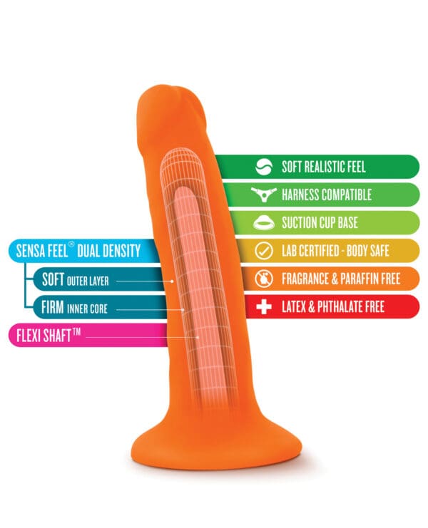 Blush Neo Dual Density 6" Cock - Neon Orange - Image 5