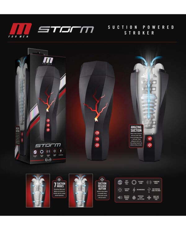 Blush M for Men Storm Suction Powered Stroker - Clear - Image 3