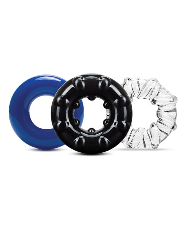 Blush Stay Hard Triple Stretch Cock Rings - Pack of 3 - Image 2