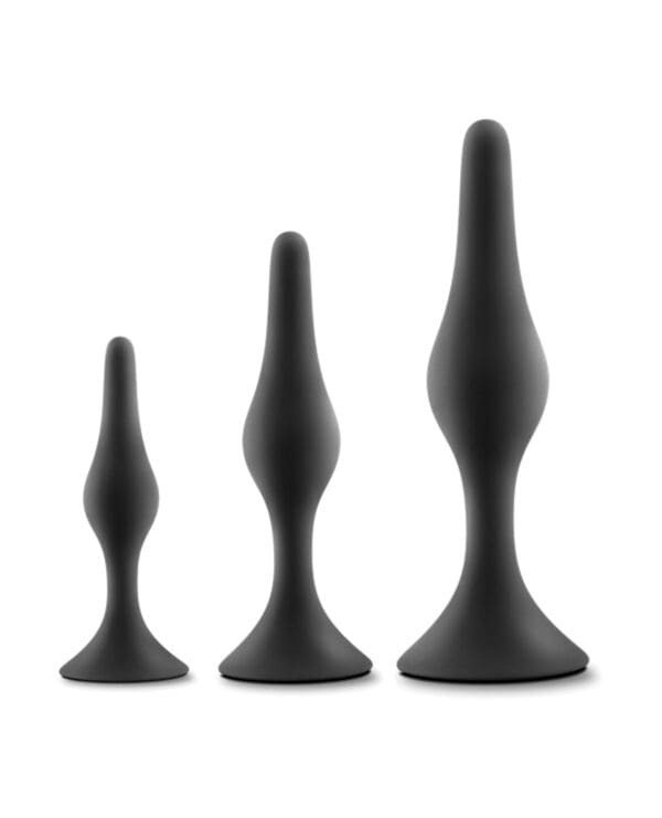 Blush Anal Adventures Platinum Silicone Beginner Plug Kit - Black - Image 2