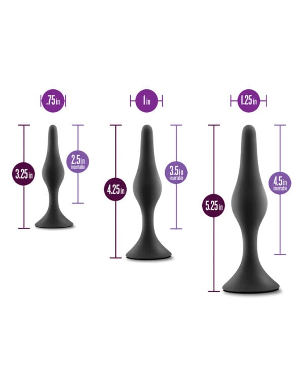 Blush Anal Adventures Platinum Silicone Beginner Plug Kit - Black - Image 4