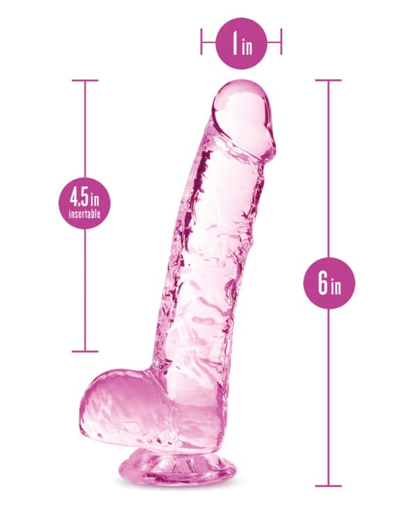 Blush Naturally Yours 6" Crystalline Dildo - Rose - Image 4