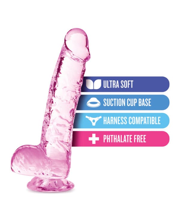 Blush Naturally Yours 6" Crystalline Dildo - Rose - Image 5