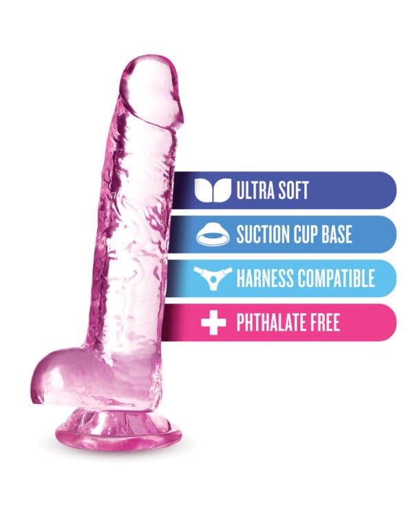 Blush Naturally Yours 7" Crystalline Dildo - Rose - Image 5