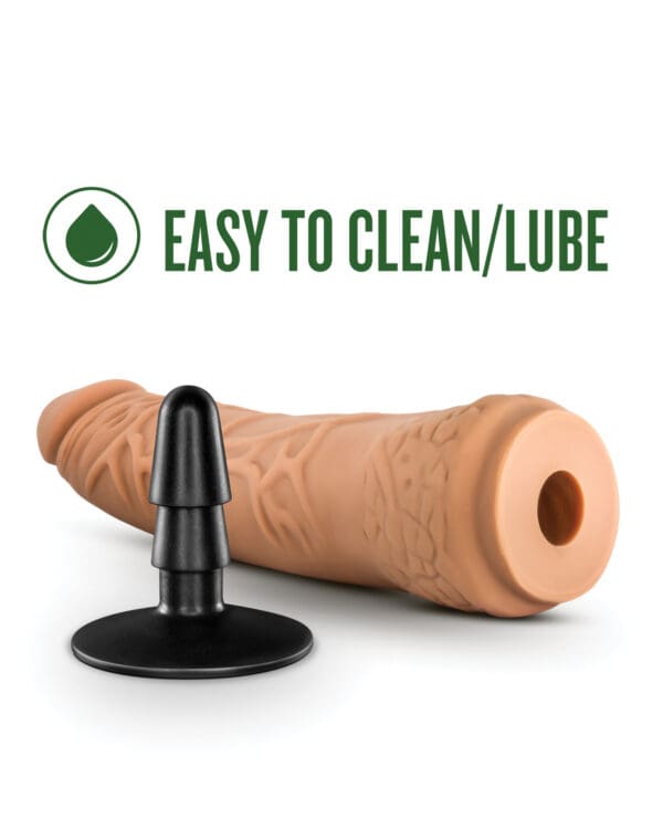 Blush Lock On 7.5" Hexanite Dildo w/Suction Cup Adapter - Mocha - Image 3