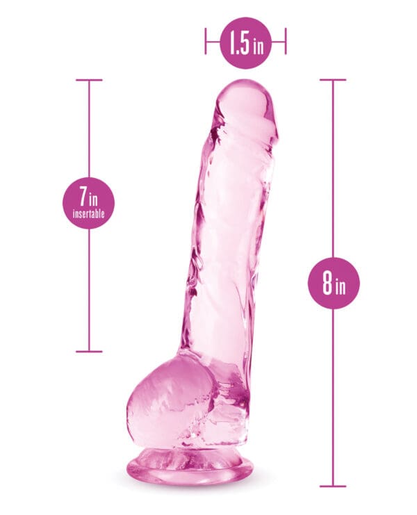 Blush Naturally Yours 8" Crystalline Dildo - Rose - Image 4