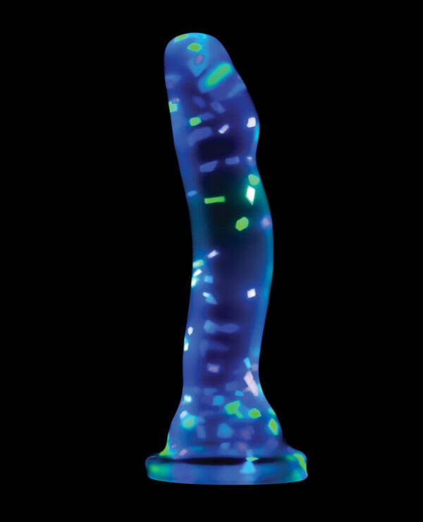 Blush Neo Elite Hanky Panky 7" Confetti Dildo - Glow in the Dark - Image 4