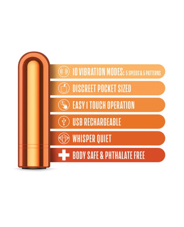 Blush Kool Vibes Mini Rechargeable Bullet - Tangerine - Image 5
