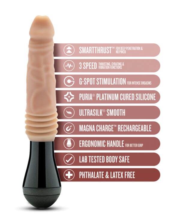 Blush Dr. Skin Silicone Dr. Knight Thrusting Gyrating Vibrating Dildo - Beige - Image 5