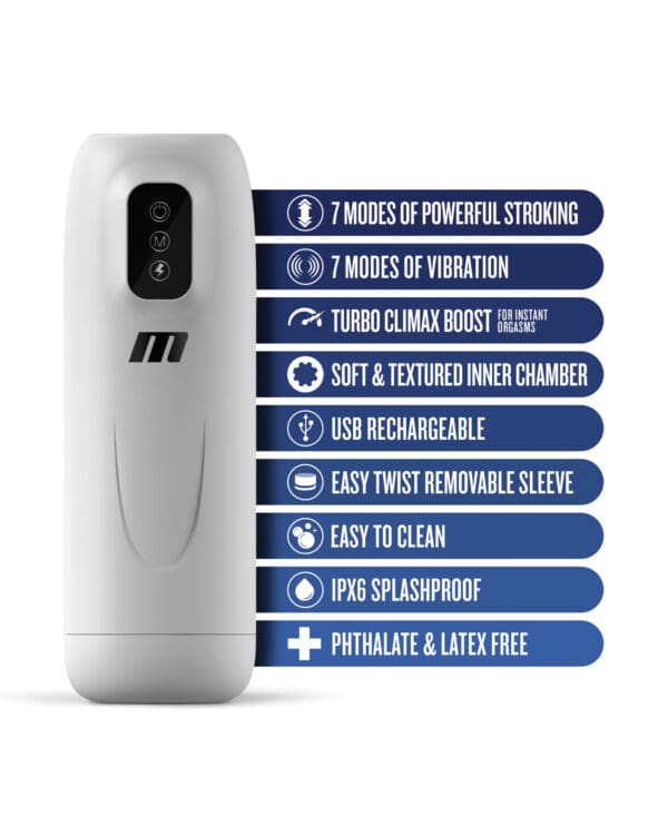Blush M for Men Robo Bator Powered Vibrating Stroker - White - Image 4