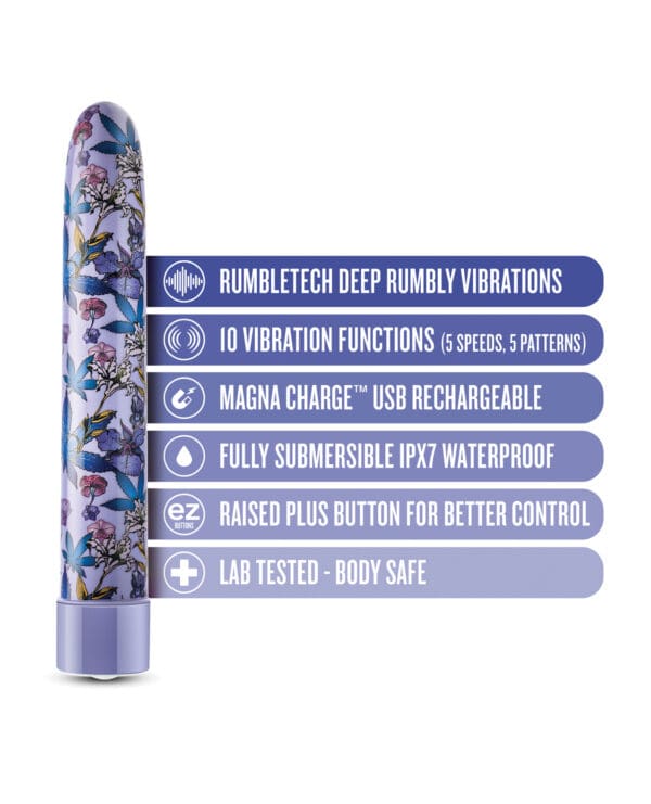 Blush Limited Addiction Floradelic 7" Rechargeable Vibe - Purple - Image 5