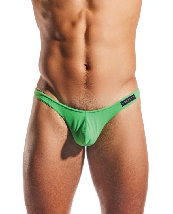 Cocksox Enhancing Pouch Thong - Palm Leaf Green MD