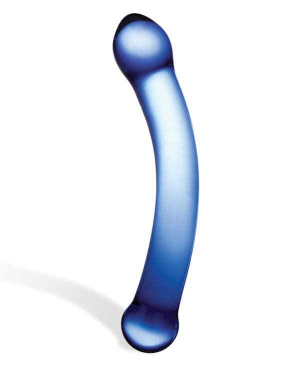 Glas 6" Curved G-Spot Glass Dildo - Blue - Image 2