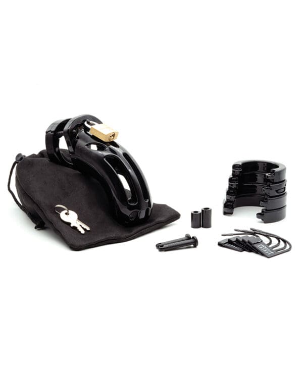 The Curve 3 3/4" Curved Cock Cage & Lock Set  - Black - Image 4