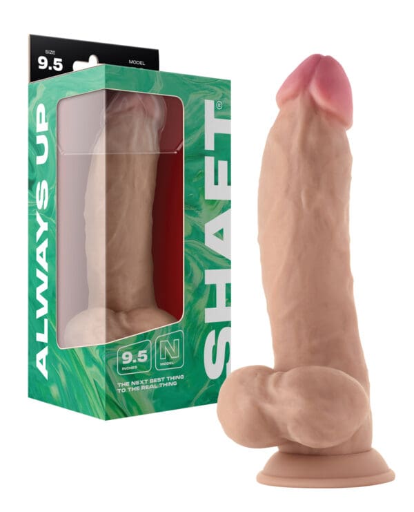 Shaft Model N Flexskin Liquid Silicone 9.5" Side Curve Dong w/Balls - Pine